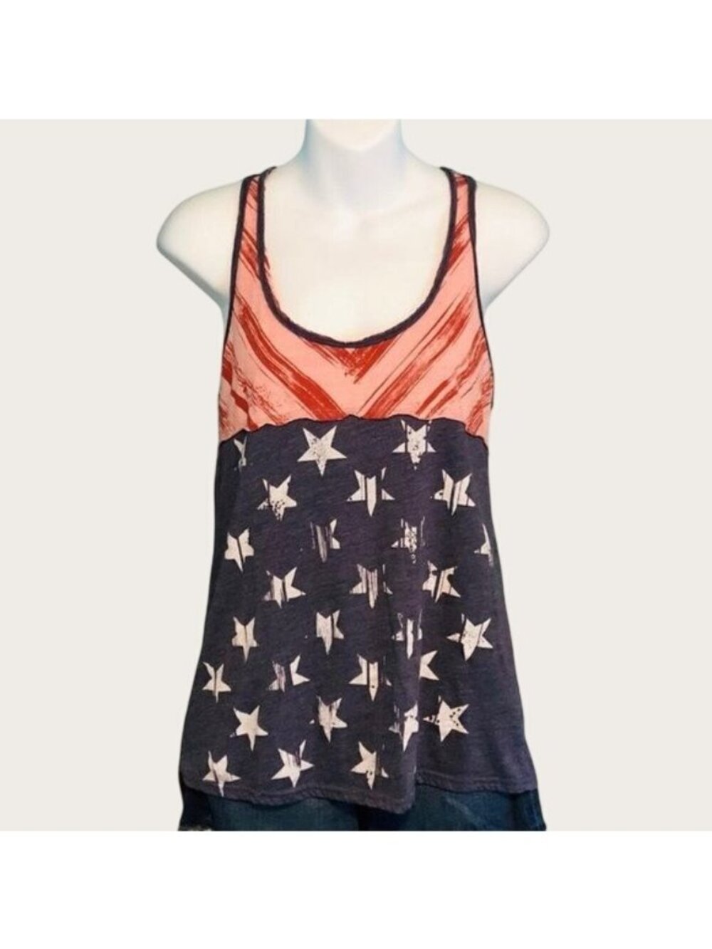 Roper Womens American Flag Racerback Tank Top Stars & Stripes Size Medium
